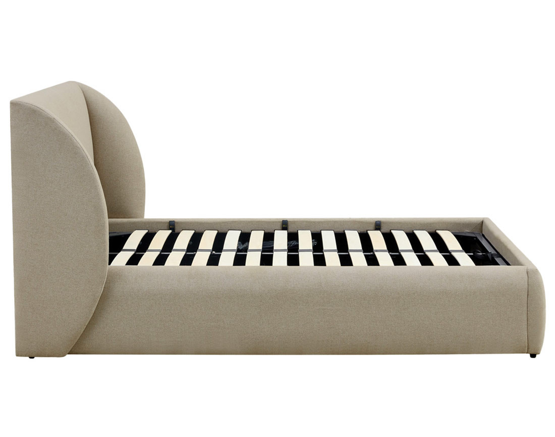 Lit coffre 180x200 cm sommier inclus en tissu Florina