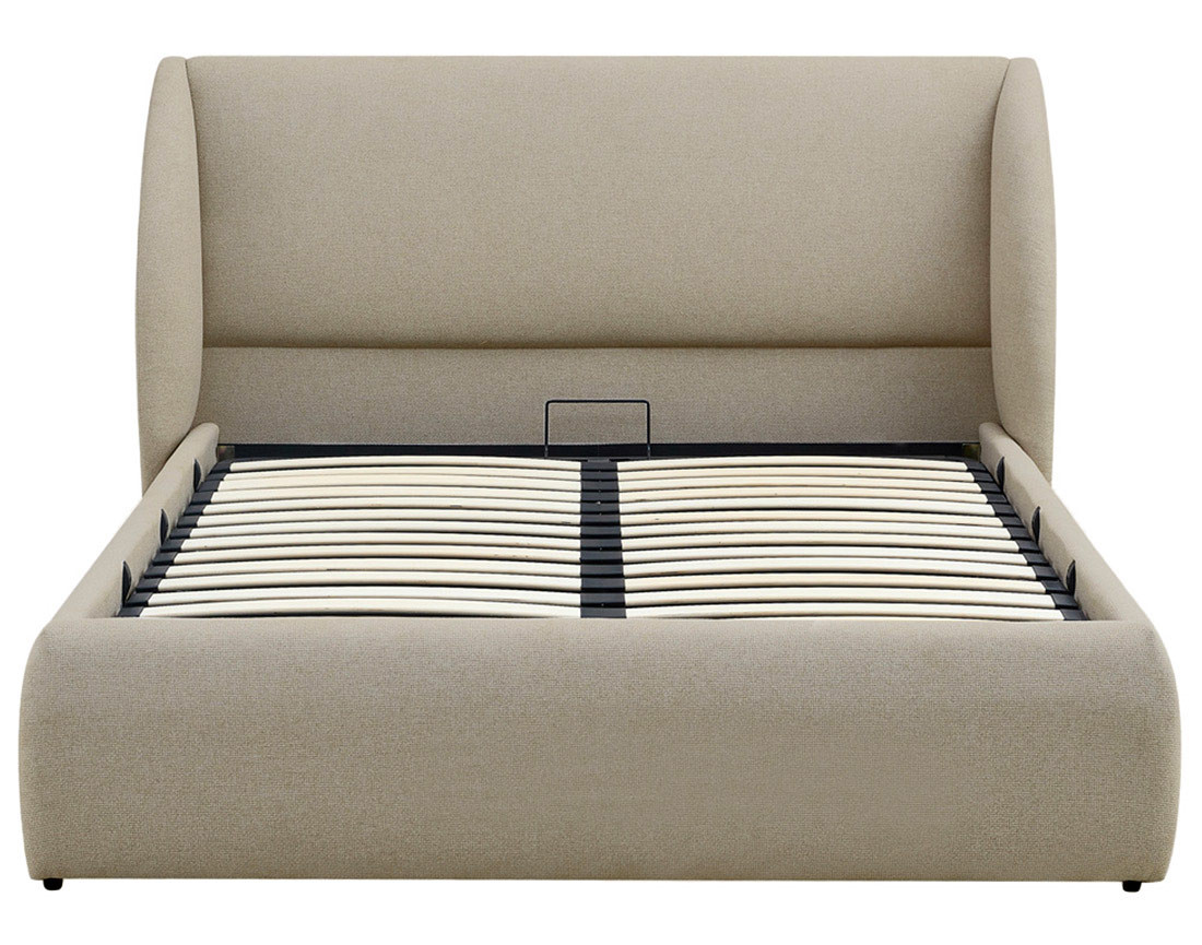 Lit coffre 180x200 cm sommier inclus en tissu Florina