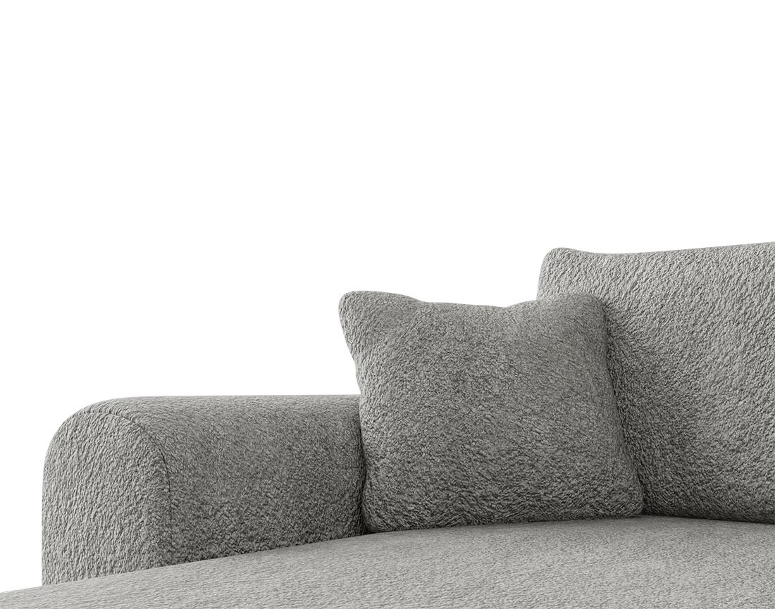 Canapé d'angle réversible 4 places convertible avec coffre en tissu bouclette Rosalie