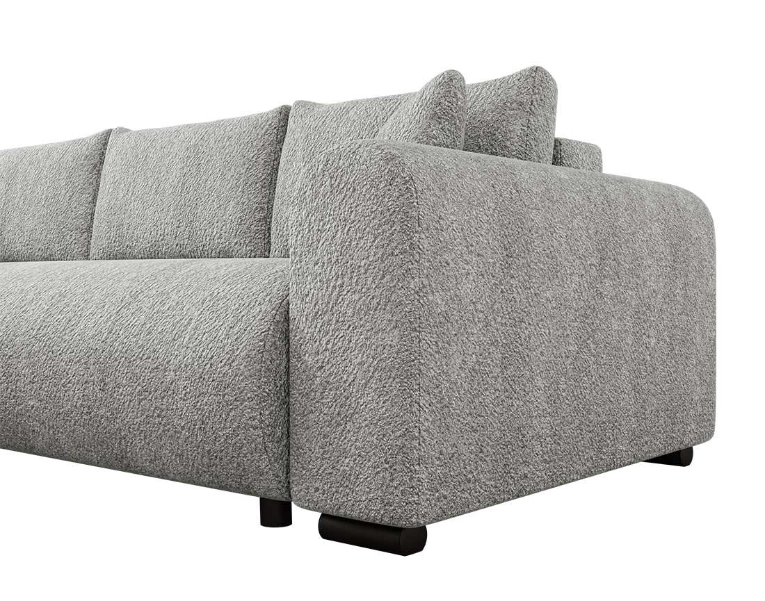Canapé d'angle réversible 4 places convertible avec coffre en tissu bouclette Rosalie