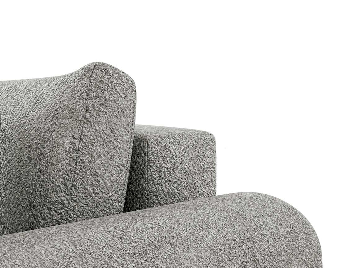 Canapé d'angle réversible 4 places convertible avec coffre en tissu bouclette Rosalie