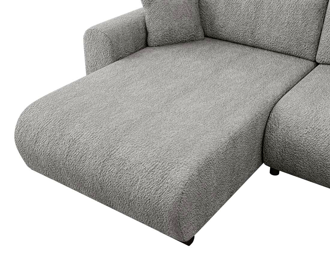 Canapé d'angle réversible 4 places convertible avec coffre en tissu bouclette Rosalie