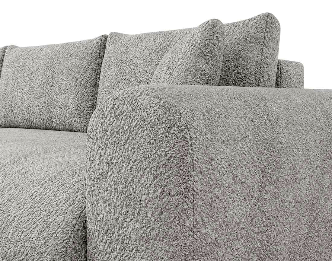 Canapé d'angle réversible 4 places convertible avec coffre en tissu bouclette Rosalie