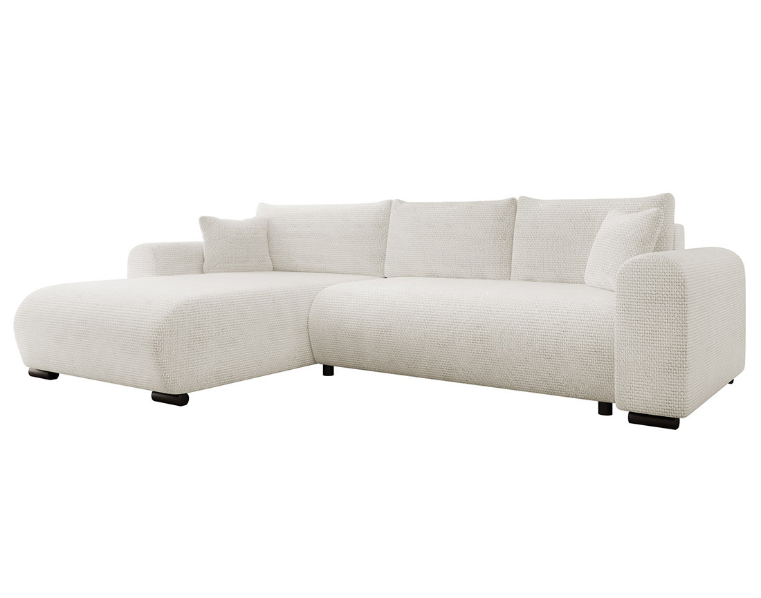Canapé d'angle réversible 4 places convertible avec coffre en velours texturé Rosalie