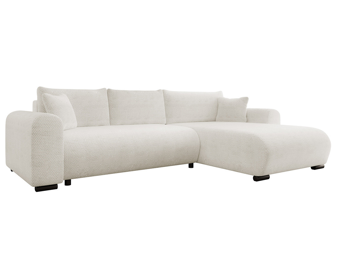 Canapé d'angle réversible 4 places convertible avec coffre en velours texturé Rosalie