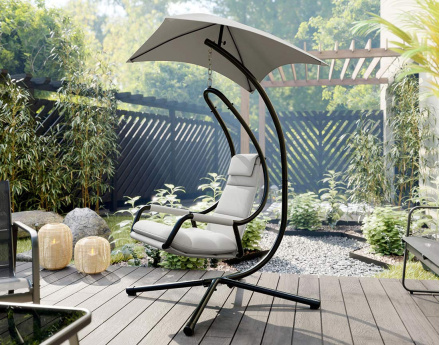 Fauteuil suspendu avec pare-soleil en tissu Cozumel