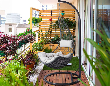 Fauteuil suspendu avec coussins effet rotin Palaos