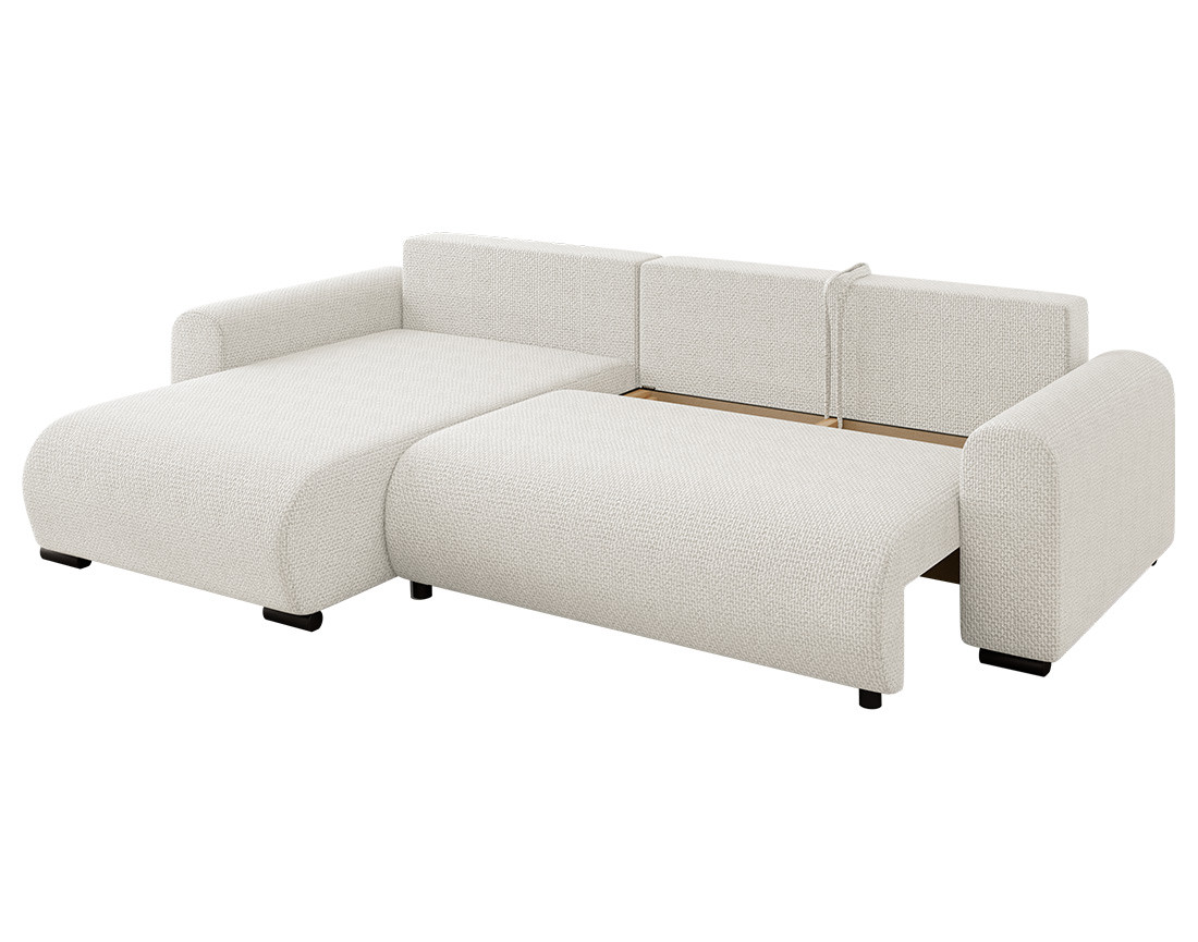 Canapé d'angle réversible 4 places convertible avec coffre en velours texturé Rosalie