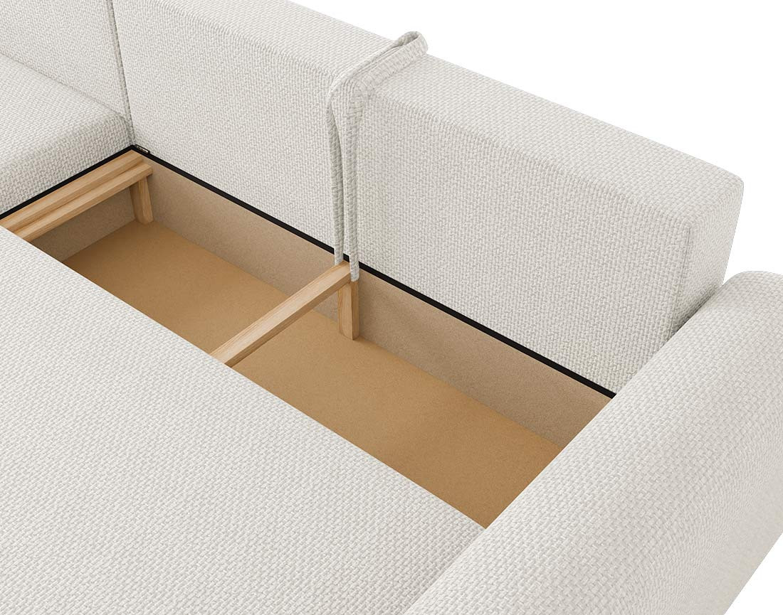 Canapé d'angle réversible 4 places convertible avec coffre en velours texturé Rosalie