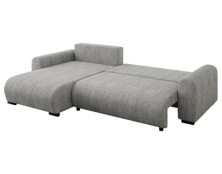 Canapé d'angle réversible 4 places convertible avec coffre en tissu bouclette Rosalie