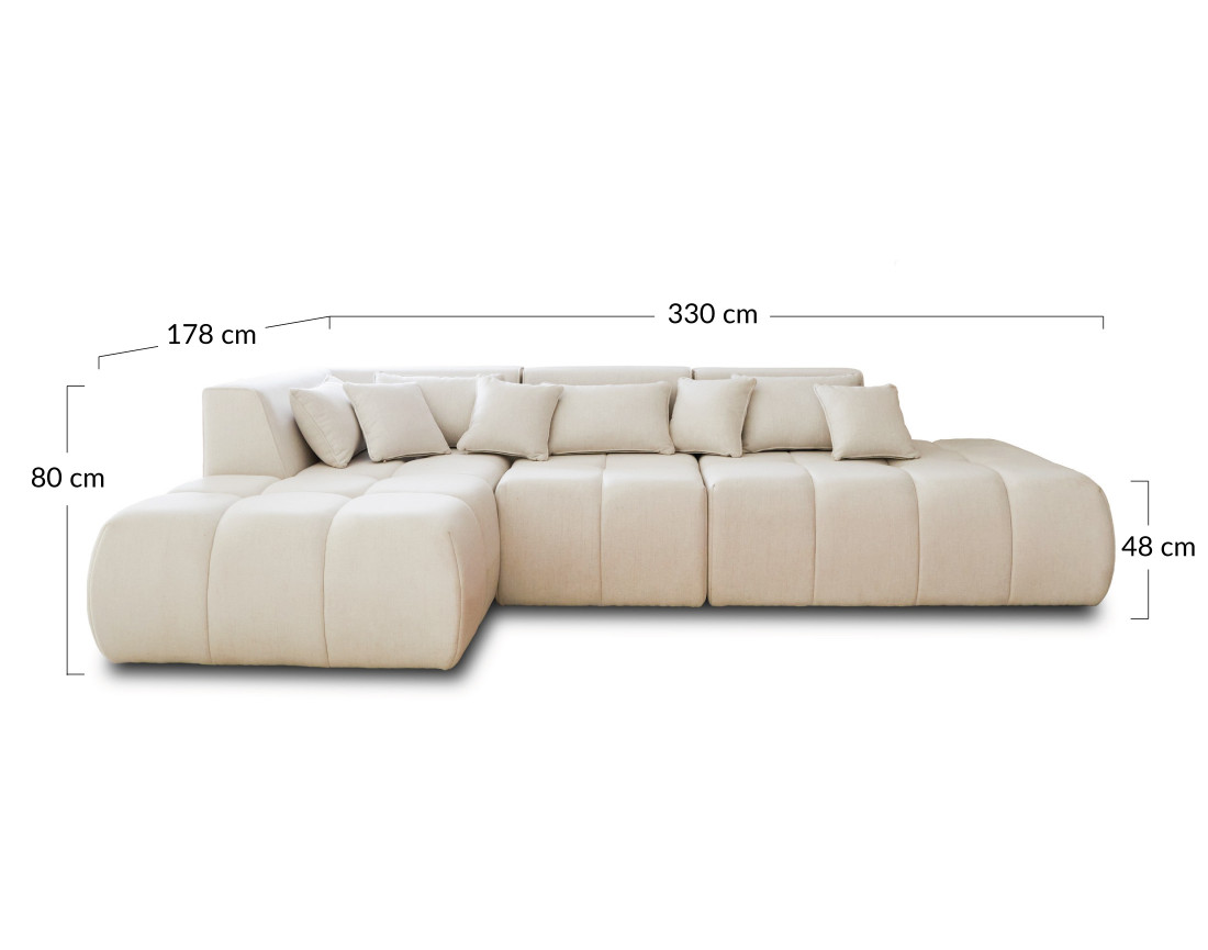 Canapé modulable d'angle gauche 5 places en tissu Caracas