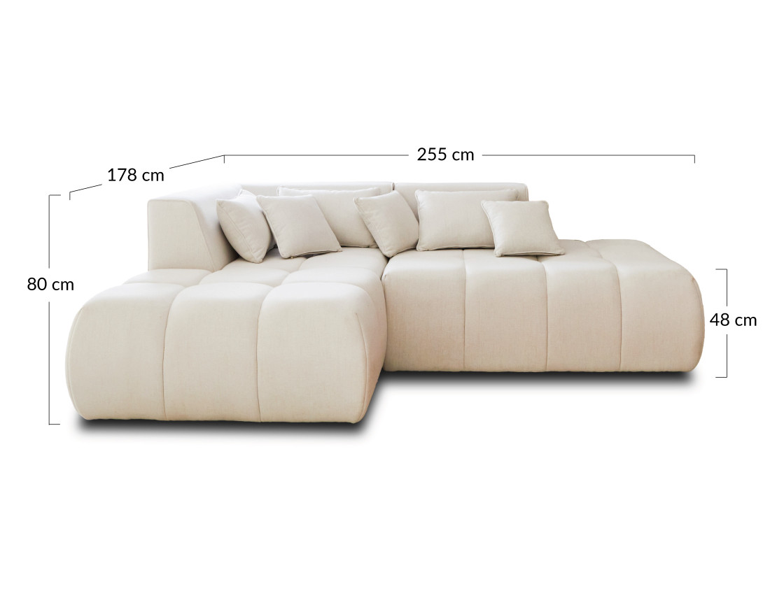 Canapé modulable d'angle gauche 4 places en tissu Caracas