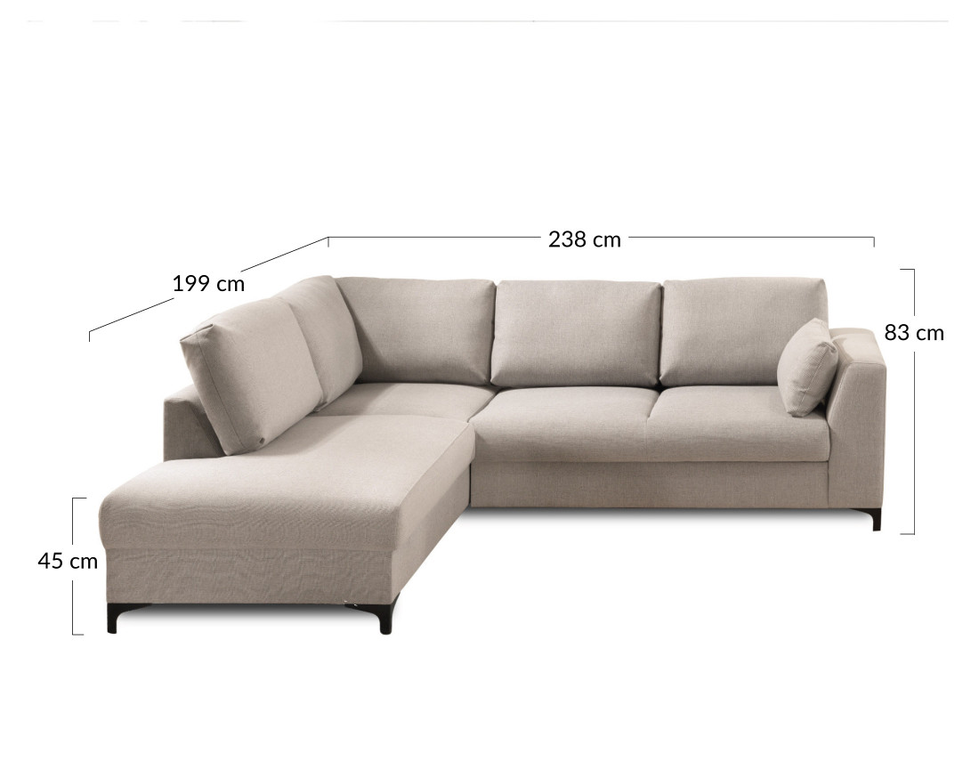 Canapé d'angle gauche convertible 5 places en tissu Tala