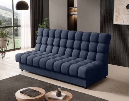 Canapé convertible clic-clac 3 places avec coffre en tissu texturé Ezra