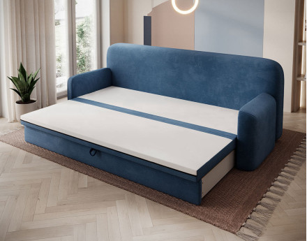 Canapé droit 3 places convertible avec coffre en velours côtelé Marius