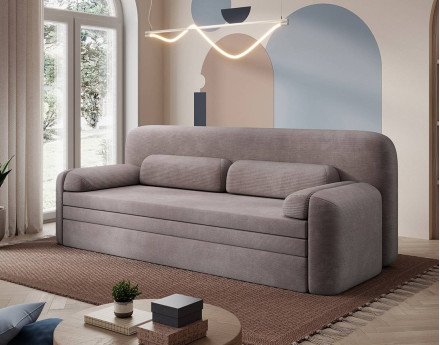 Canapé droit 3 places convertible avec coffre en velours côtelé Marius