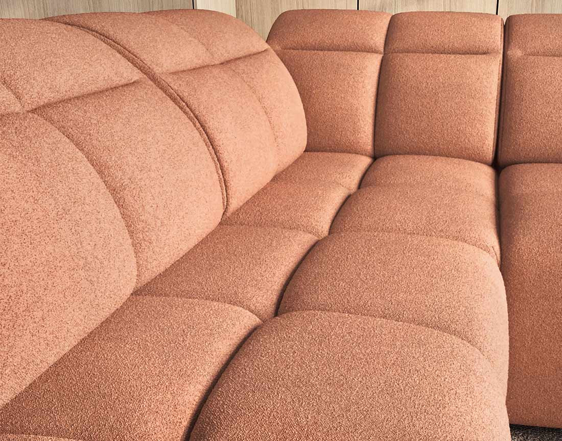 Canapé d'angle gauche 4 places assise extensible électrique avec coffre en tissu texturé Basile