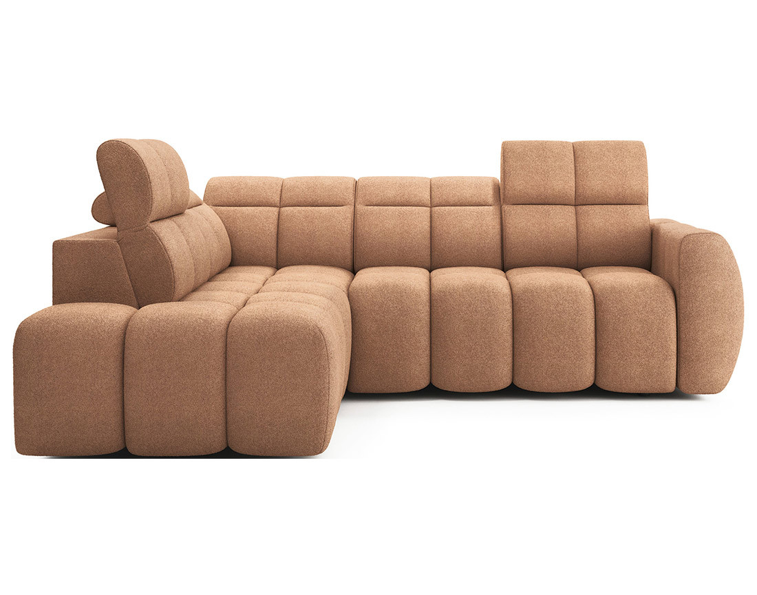 Canapé d'angle gauche 4 places assise extensible électrique avec coffre en tissu texturé Basile