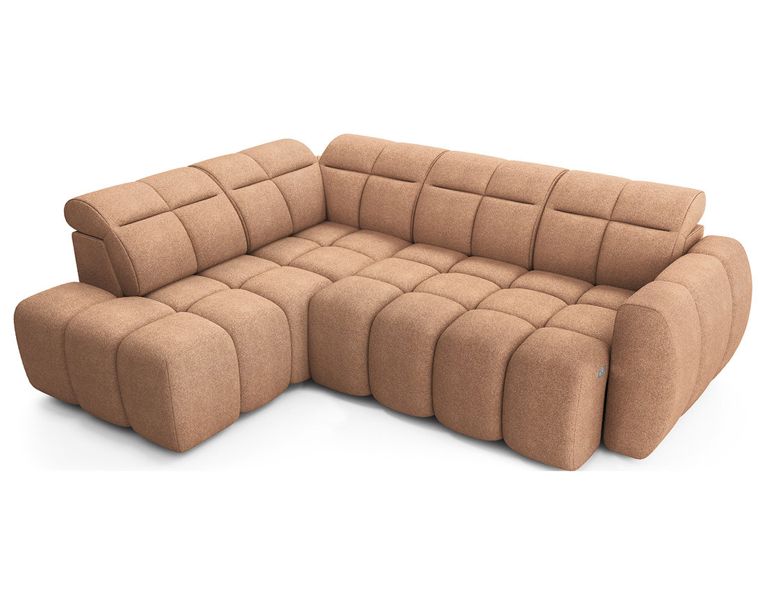 Canapé d'angle gauche 4 places assise extensible électrique avec coffre en tissu texturé Basile