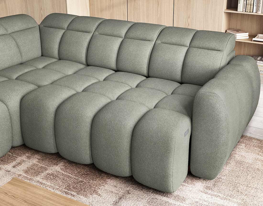 Canapé d'angle gauche 4 places assise extensible électrique avec coffre en tissu texturé Basile