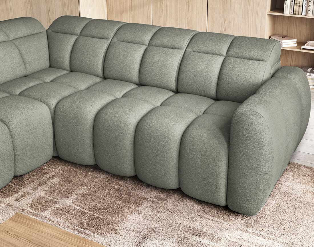 Canapé d'angle gauche 4 places assise extensible électrique avec coffre en tissu texturé Basile