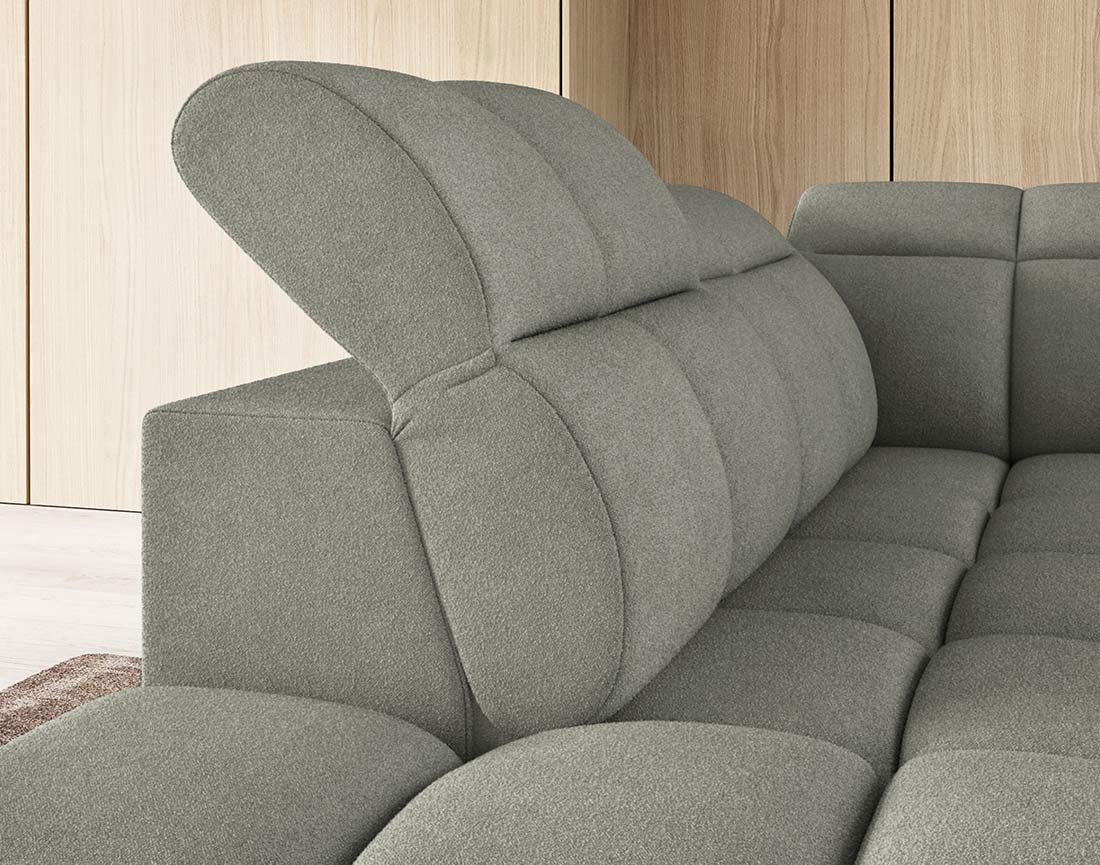 Canapé d'angle gauche 4 places assise extensible électrique avec coffre en tissu texturé Basile