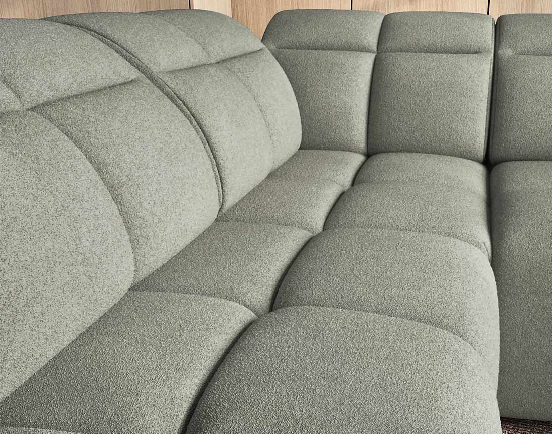 Canapé d'angle gauche 4 places assise extensible électrique avec coffre en tissu texturé Basile