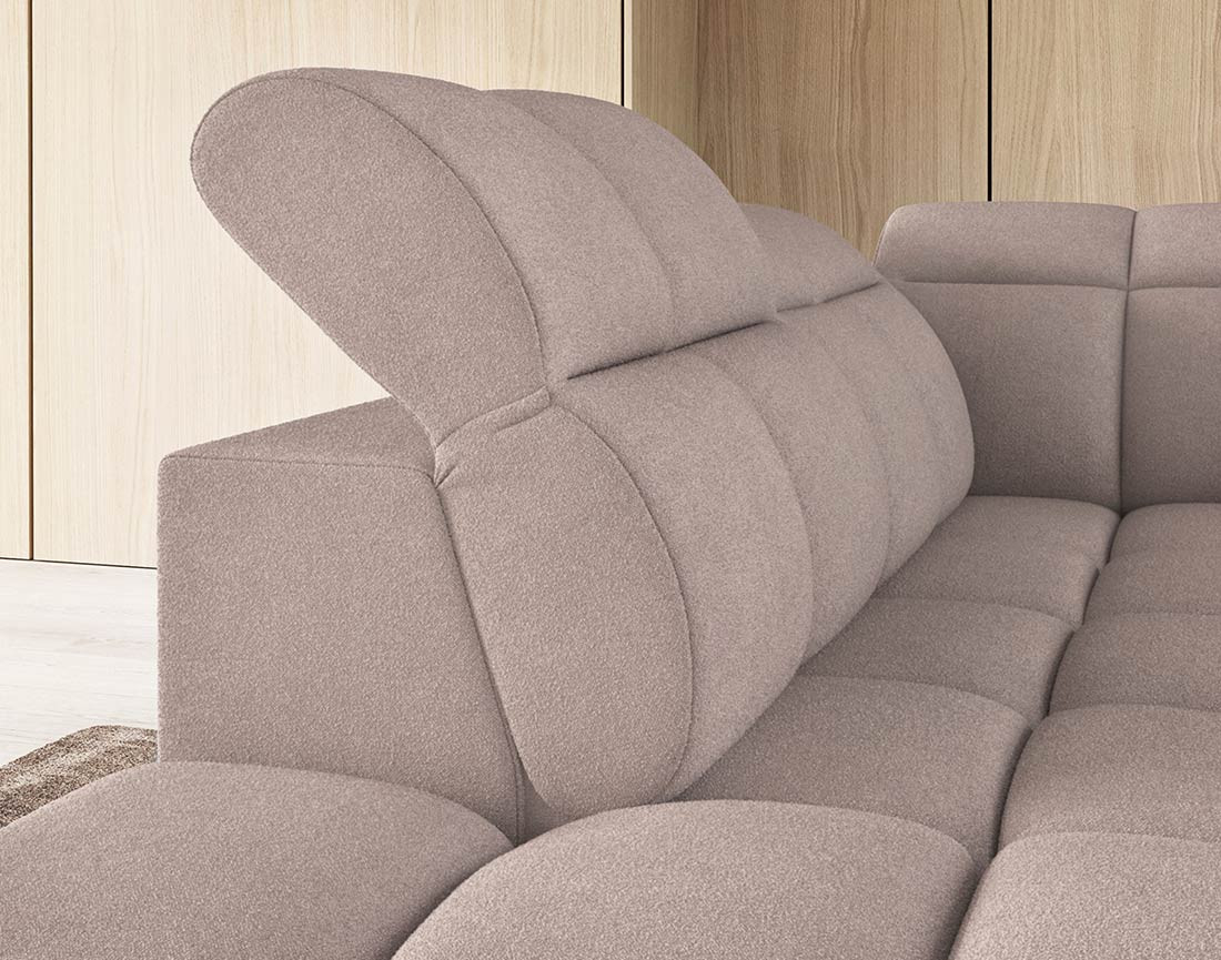 Canapé d'angle gauche 4 places assise extensible électrique avec coffre en tissu texturé Basile