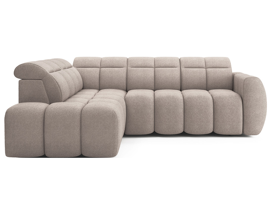 Canapé d'angle gauche 4 places assise extensible électrique avec coffre en tissu texturé Basile