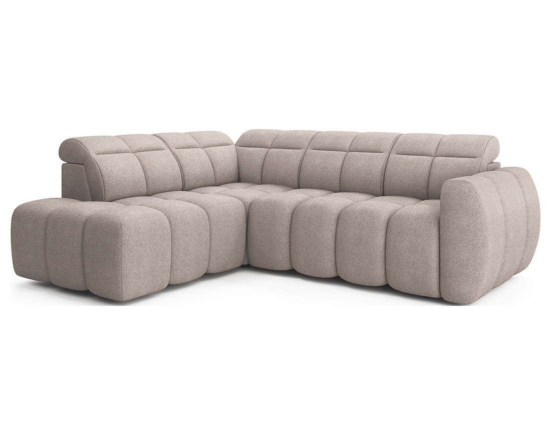 Canapé d'angle gauche 4 places assise extensible électrique avec coffre en tissu texturé Basile