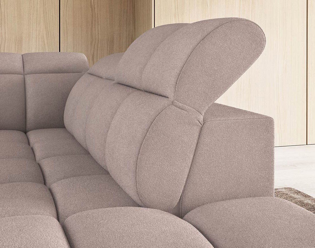 Canapé d'angle droit 4 places assise extensible électrique avec coffre en tissu texturé Basile