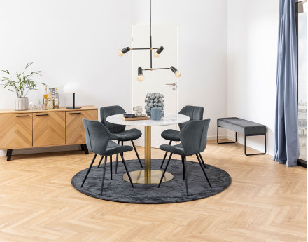 Lot de 2 chaises en tissu microfibre pieds en métal Manilla