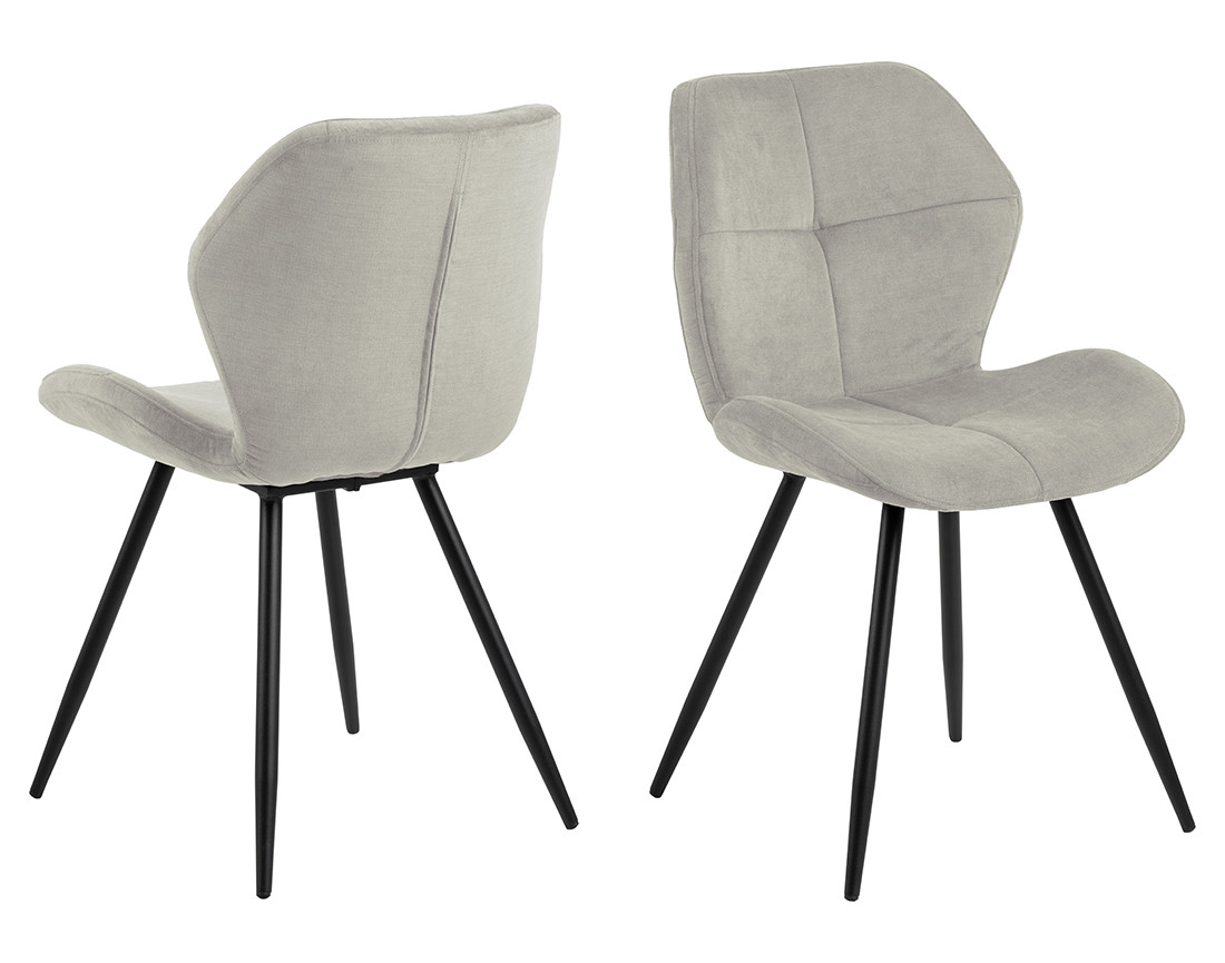 Lot de 2 chaises en tissu microfibre pieds en métal Manilla