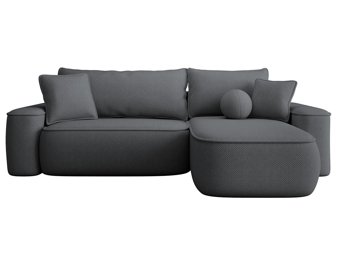 Canapé d'angle réversible 4 places convertible avec coffre en tissu texturé Enma