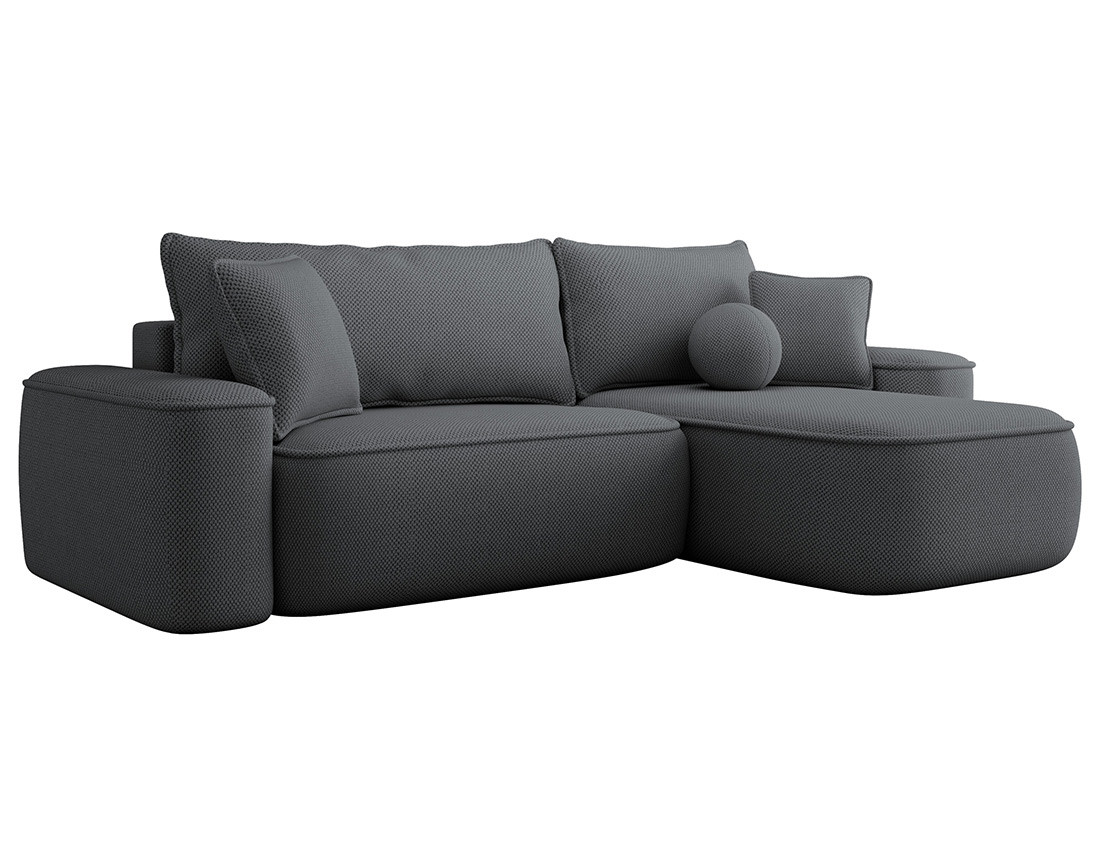 Canapé d'angle réversible 4 places convertible avec coffre en tissu texturé Enma