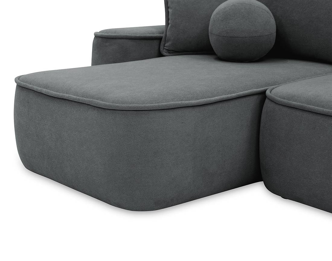 Canapé d'angle réversible 4 places convertible avec coffre en tissu texturé Enma