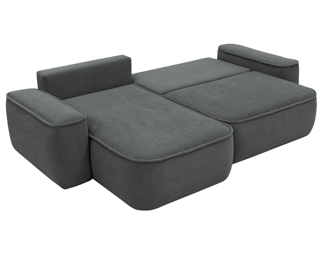 Canapé d'angle réversible 4 places convertible avec coffre en tissu texturé Enma