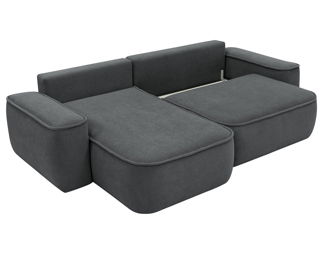Canapé d'angle réversible 4 places convertible avec coffre en tissu texturé Enma