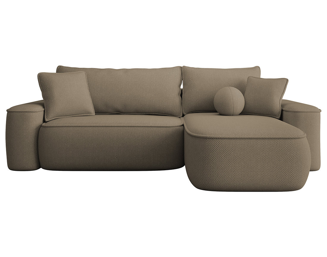 Canapé d'angle réversible 4 places convertible avec coffre en tissu texturé Enma