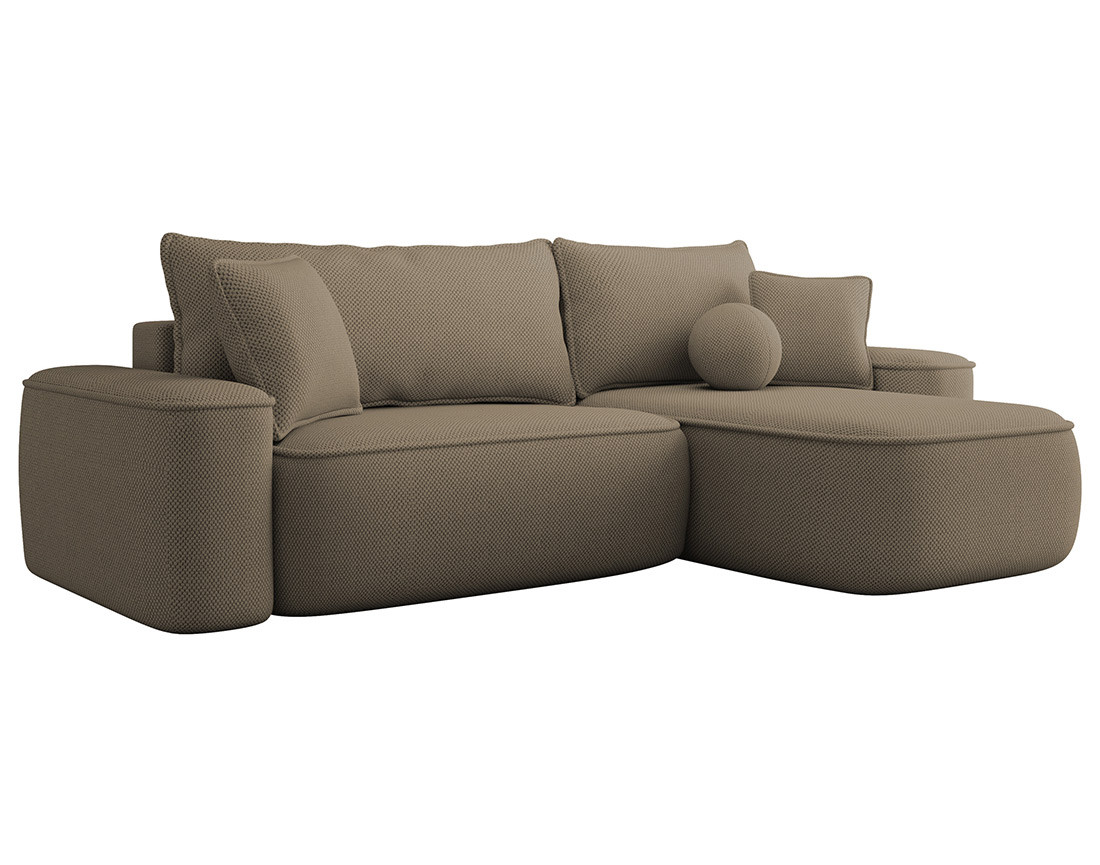 Canapé d'angle réversible 4 places convertible avec coffre en tissu texturé Enma