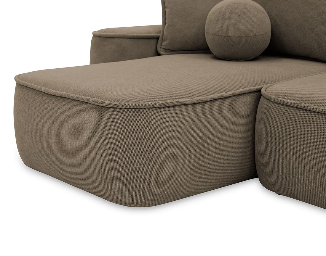 Canapé d'angle réversible 4 places convertible avec coffre en tissu texturé Enma