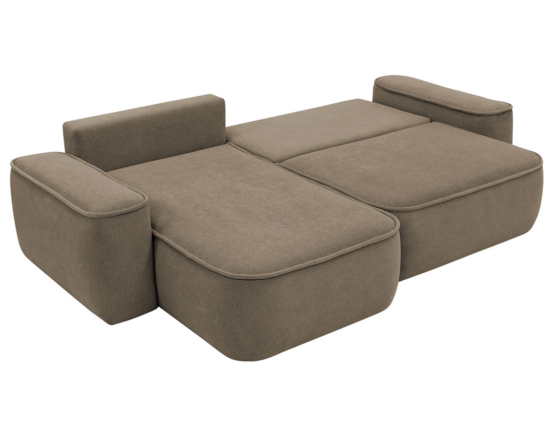 Canapé d'angle réversible 4 places convertible avec coffre en tissu texturé Enma