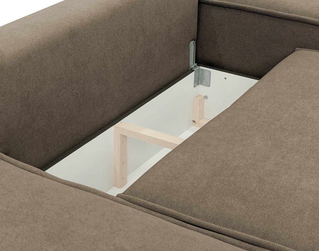 Canapé d'angle réversible 4 places convertible avec coffre en tissu texturé Enma