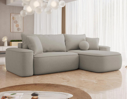 Canapé d'angle réversible 4 places convertible avec coffre en tissu texturé Enma