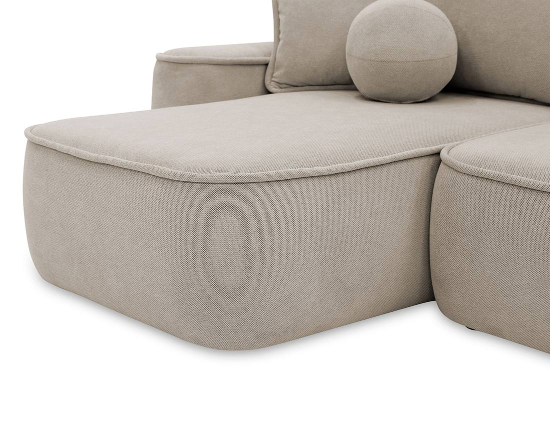 Canapé d'angle réversible 4 places convertible avec coffre en tissu texturé Enma