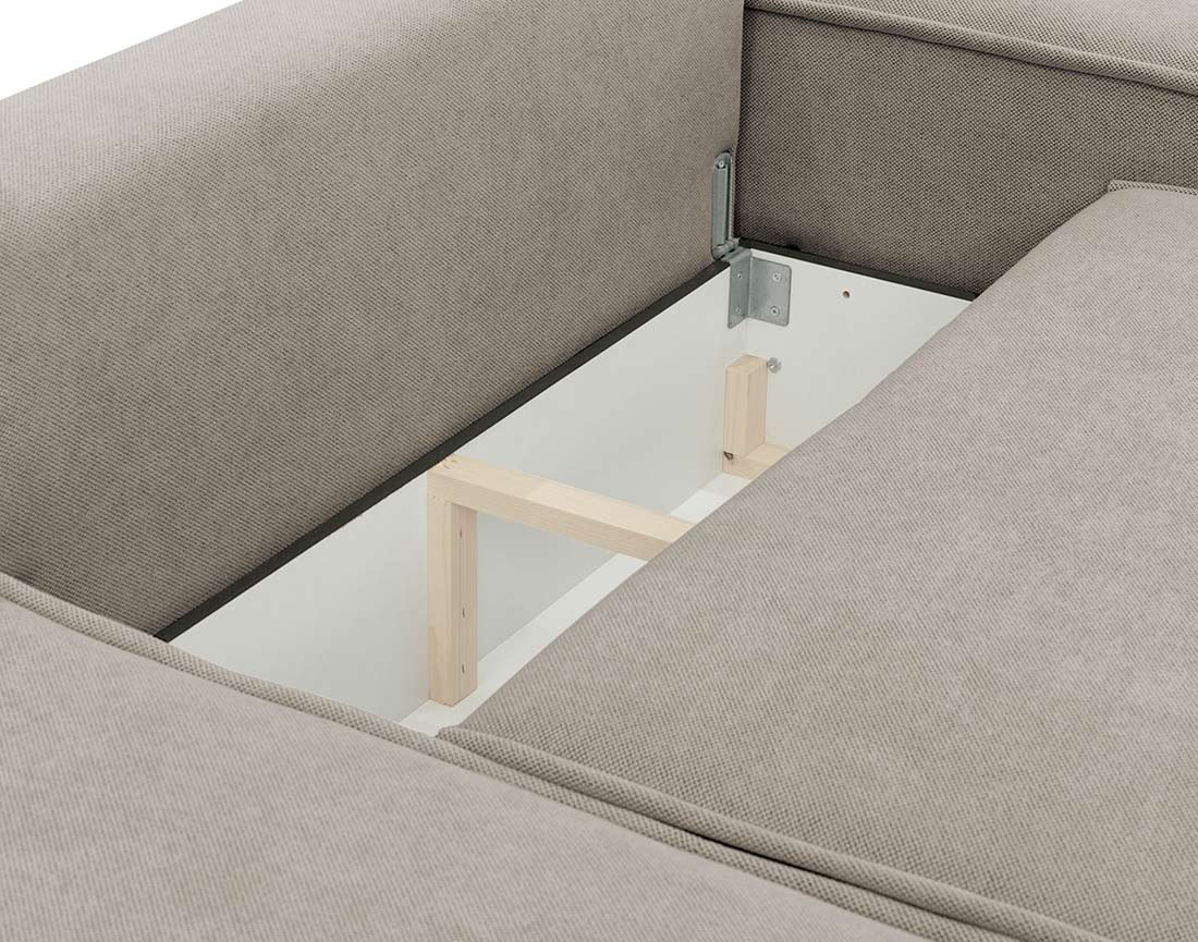 Canapé d'angle réversible 4 places convertible avec coffre en tissu texturé Enma