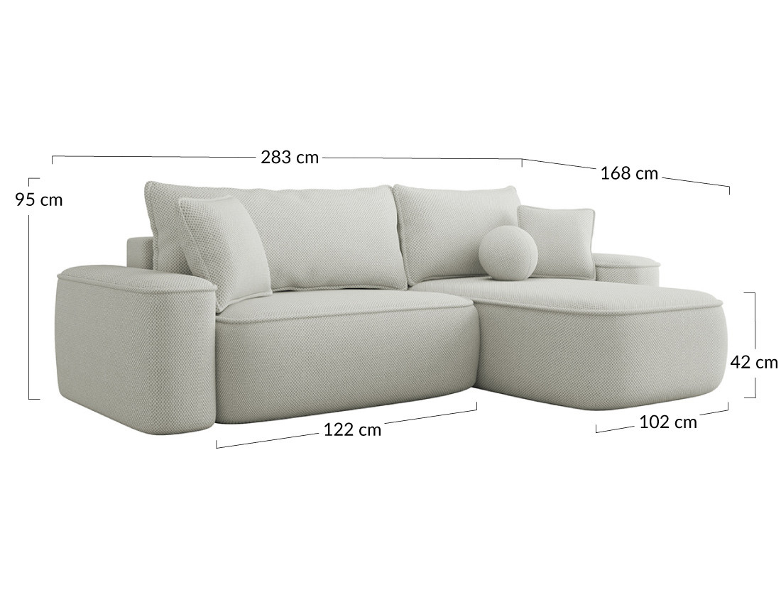 Canapé d'angle réversible 4 places convertible avec coffre en tissu texturé Enma