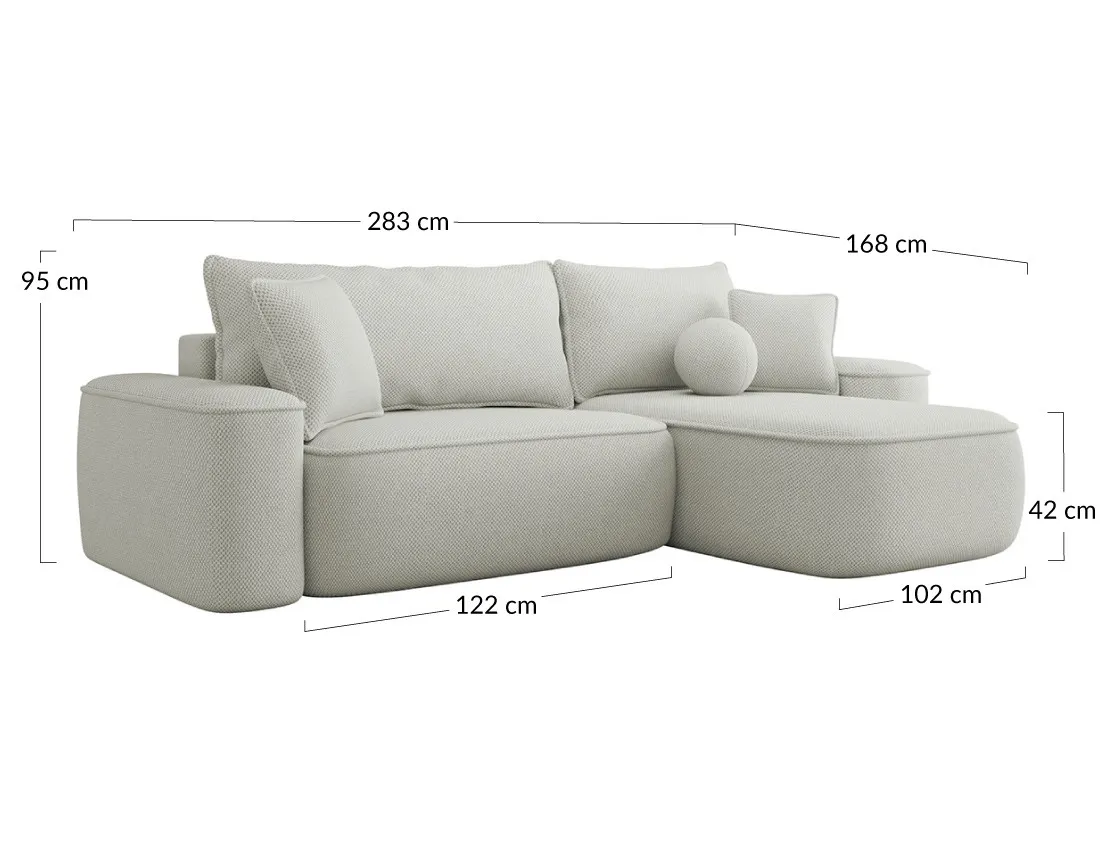 Canapé d'angle réversible 4 places convertible avec coffre en tissu texturé Enma