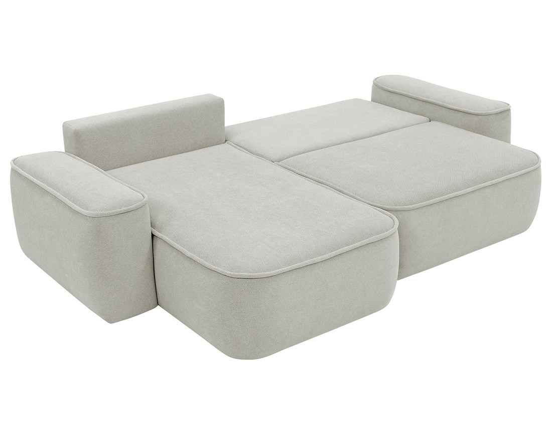 Canapé d'angle réversible 4 places convertible avec coffre en tissu texturé Enma