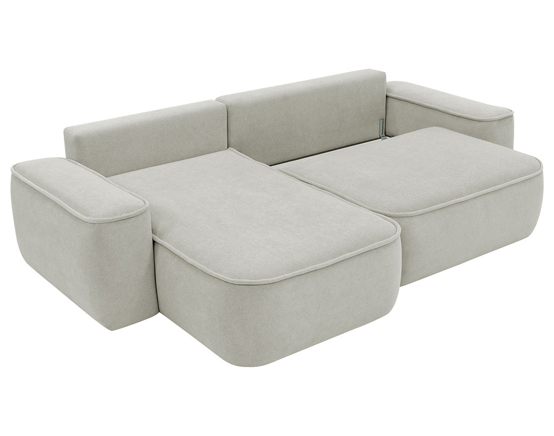 Canapé d'angle réversible 4 places convertible avec coffre en tissu texturé Enma